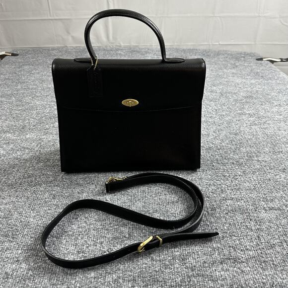 Vintage Coach Madison Copley Kelly Pebbled Leather Satchel Crossbody Black 4144 - Picture 1 of 16